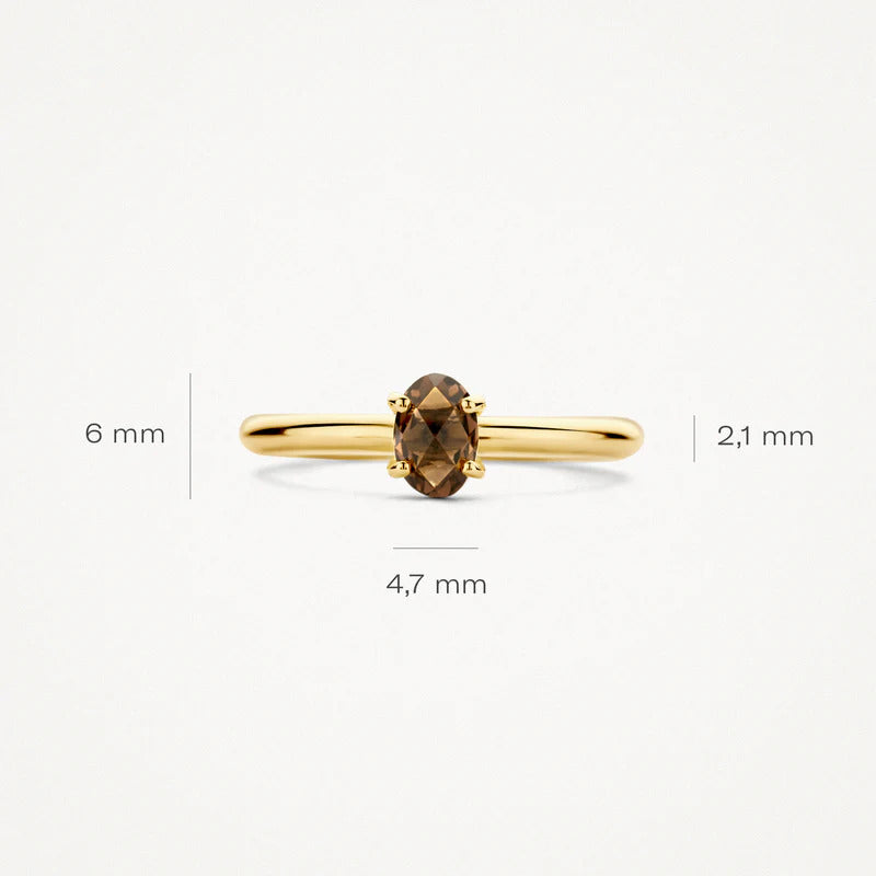 Blush Ring aus 14 Karat Gold mit ovalem Rauchquarz - 1242YSQ