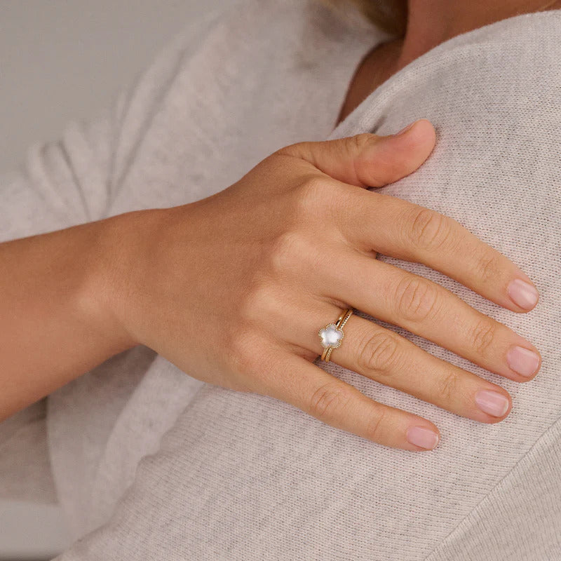 Blush Ring aus 14 Karat Gold mit Perlmutt Grösse 54 - 1280YMQ/54