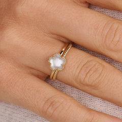 Blush Ring aus 14 Karat Gold mit Perlmutt Grösse 54 - 1280YMQ/54