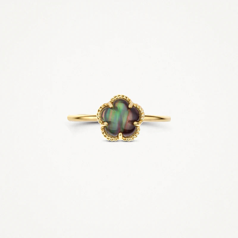 Blush Ring aus 14 Karat Gold mit schwarzem Perlmutt Grösse 54 - 1280YBQ/54
