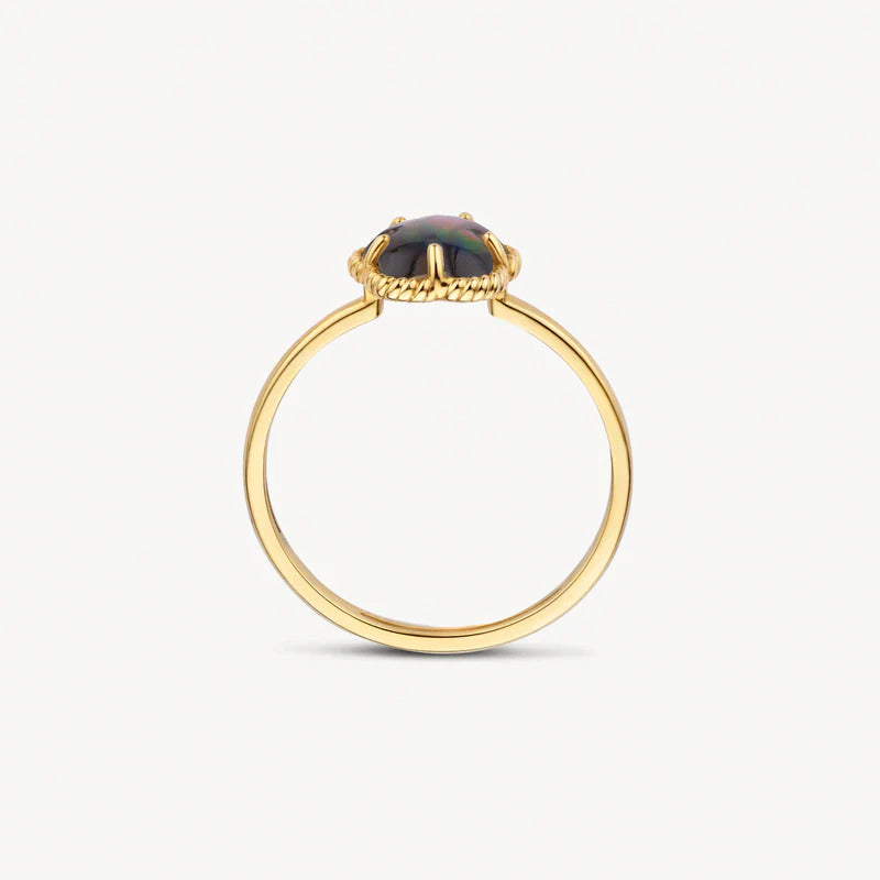 Blush Ring aus 14 Karat Gold mit schwarzem Perlmutt Grösse 54 - 1280YBQ/54