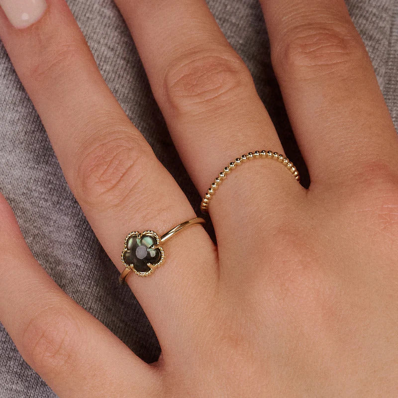 Blush Ring aus 14 Karat Gold mit schwarzem Perlmutt Grösse 54 - 1280YBQ/54