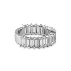 Bague large demi-éternité sertie de diamants de laboratoire baguette – Bague élégante avec diamants de laboratoire – 41063110