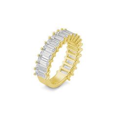 Bague large demi-éternité sertie de diamants de laboratoire baguette – Bague élégante avec diamants de laboratoire – 41063110