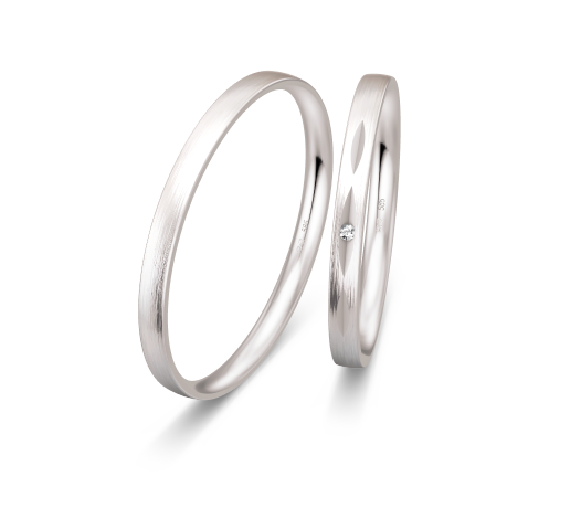 Breuning Dezent Trauringe 	mit Diamant 0,007 ct./ges. - 48/04332 & 48/04331