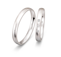 Breuning Dezent Trauringe mit 3 Diamanten 0,017 ct./ges. - 48/04966 & 48/04965
