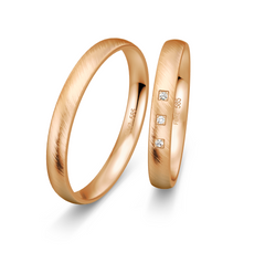 Breuning Dezent Trauringe mit 3 Diamanten 0,017 ct./ges. - 48/04966 & 48/04965