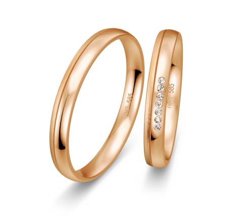 Breuning Dezent Trauringe mit 7 Diamanten 0,039 ct./ges. - 48/04968 & 48/04967