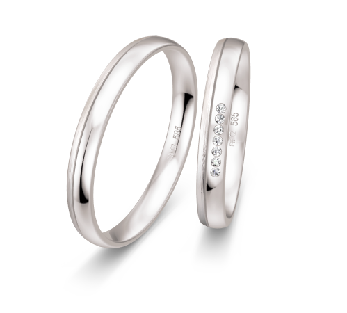 Breuning Dezent Trauringe mit 7 Diamanten 0,039 ct./ges. - 48/04968 & 48/04967