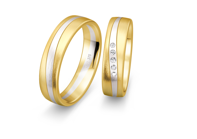 Breuning Joy Trauringe mit 5 Diamant - 48/04520 & 48/04519