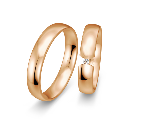 Breuning Klassik Trauringe mit Diamant - 48/04038 & 48/04037