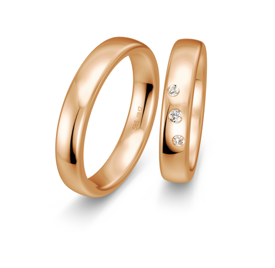 Breuning Klassik Trauringe mit 3 Diamanten 0,06 ct./ges. - 48/04040 & 48/04039