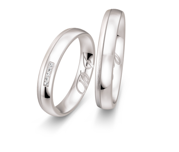 Breuning Klassik Trauringe mit 5 Diamanten - 48/06654 & 48/06653