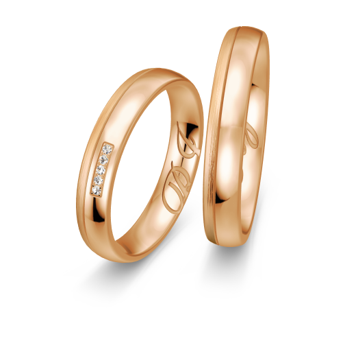 Breuning Klassik Trauringe mit 5 Diamanten - 48/06654 & 48/06653