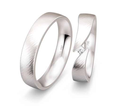 Breuning Klassik Trauringe mit Diamant - 48/06674 & 48/06673