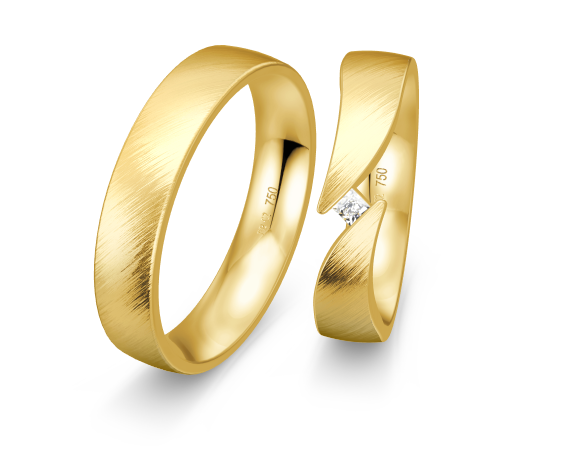 Breuning Klassik Trauringe mit Diamant - 48/06674 & 48/06673