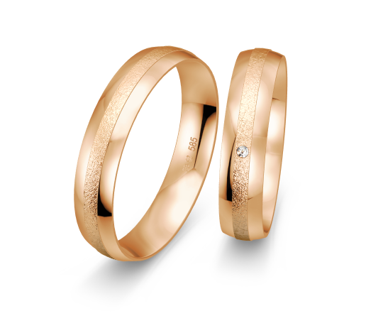 Breuning Klassik Trauringe mit Diamant - 48/07014 & 48/07013