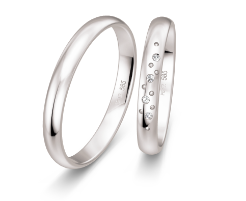Breuning Sternenhimmel Trauringe mit Diamanten 0,022 ct. 48/05722 & 48/05721