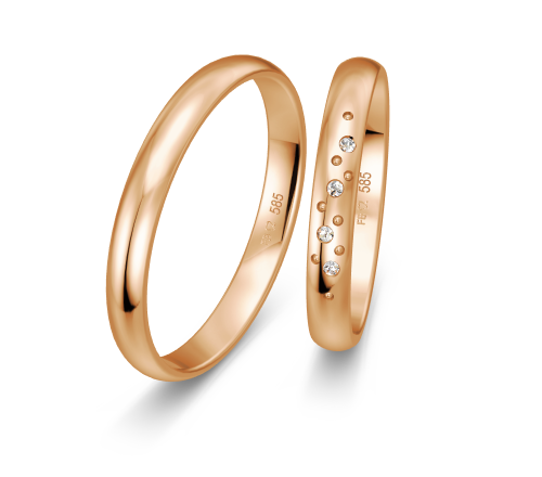 Breuning Sternenhimmel Trauringe mit Diamanten 0,022 ct. 48/05722 & 48/05721