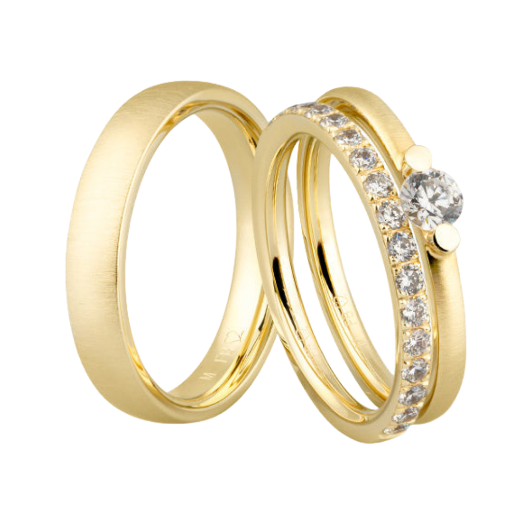 Breuning Triset Trauringe mit 17 Diamanten - 48/06610 & 48/06611 & 48/06612