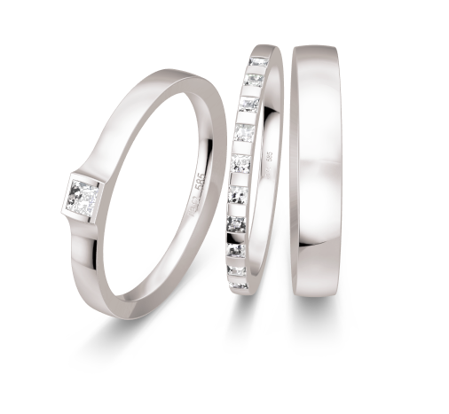Breuning Triset Trauringe mit 10 Diamanten 0,295 ct. - 48/06607 & 48/06608 & 48/06609