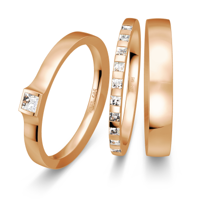 Breuning Triset Trauringe mit 10 Diamanten 0,295 ct. - 48/06607 & 48/06608 & 48/06609