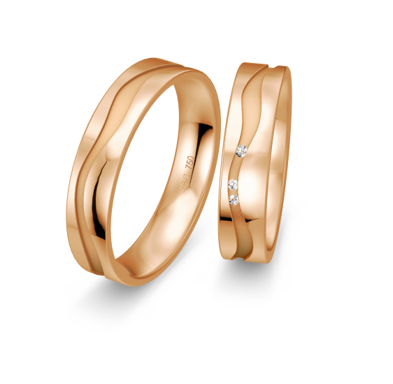 Breuning Welle Trauringe mit 3 Diamant 0,025 ct. - 48/02610 & 48/02609