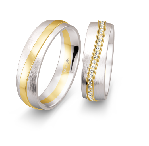 Breuning Welle Trauringe mit 56 Diamanten - 48/04510 & 48/04509