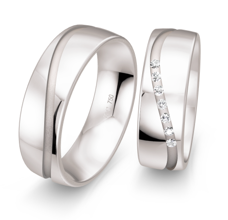 Breuning Welle Trauringe mit 7 Diamanten - 48/05210 & 48/05209