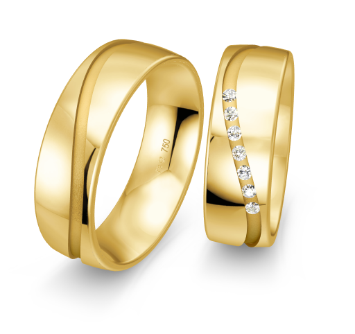 Breuning Welle Trauringe mit 7 Diamanten - 48/05210 & 48/05209