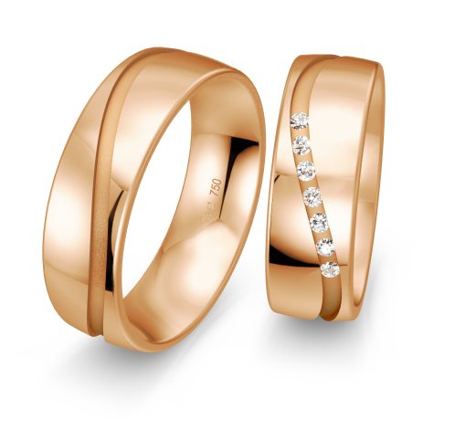 Breuning Welle Trauringe mit 7 Diamanten - 48/05210 & 48/05209