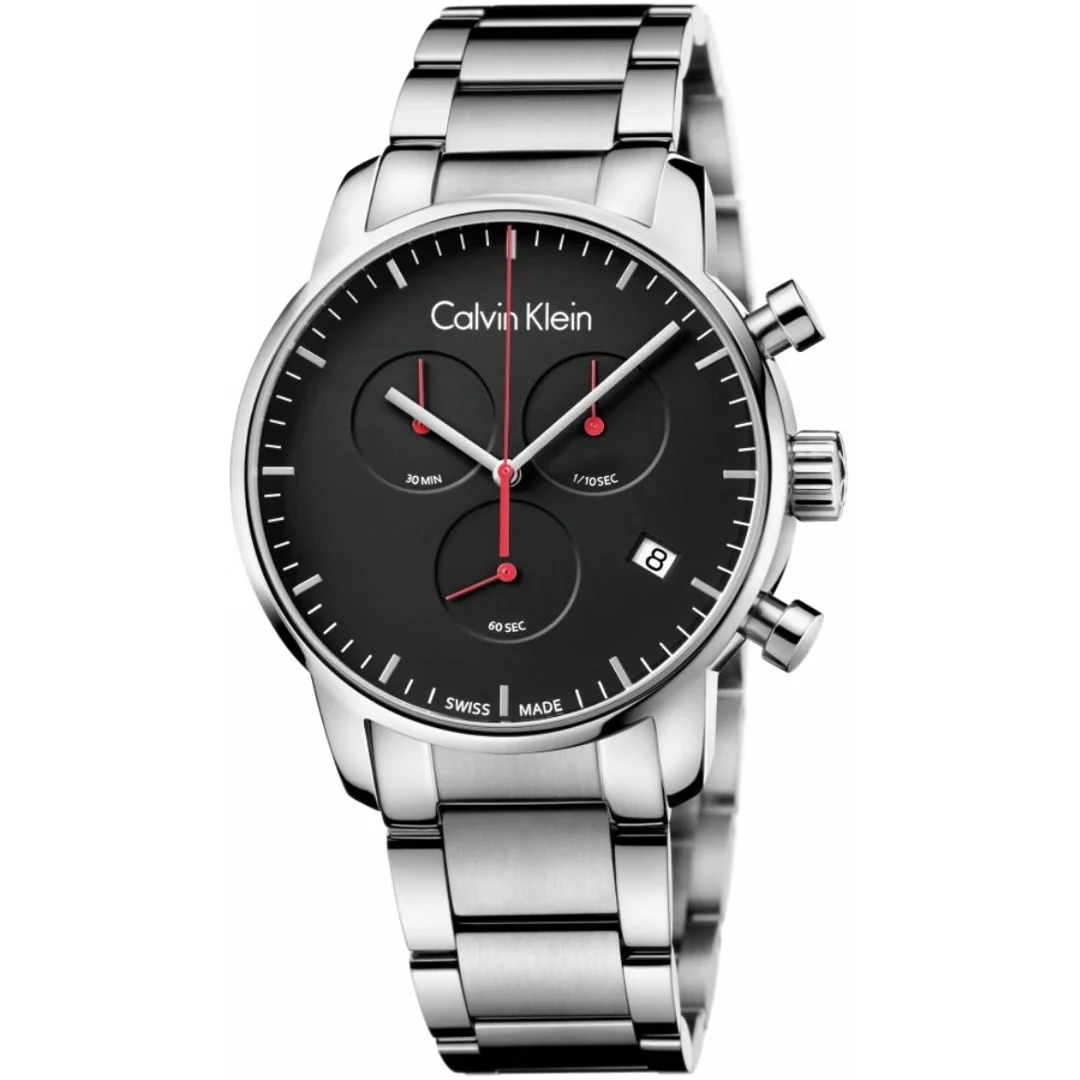 Calvin Klein City Chronograph Herrenuhr in Schwarz, Silber - K2G27141