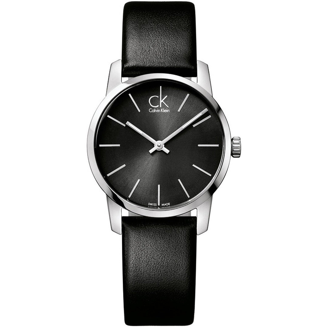 Calvin Klein City Damen Uhr Schwarz Leder