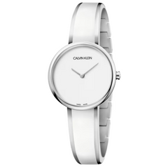 Calvin Klein Seduce 30mm Damenuhr in Silber, Weiss aus Edelstahl - K4E2N116