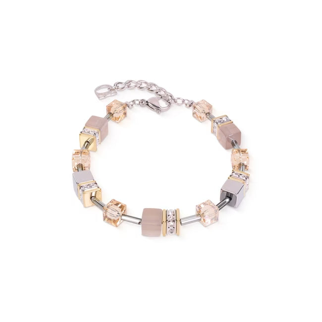 Coeur de Lion Armband Achat & Hämatit Grau-Gold – 4017/30-1216