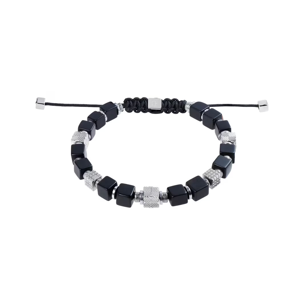 Coeur de Lion Cubes Onyx Armband Schwarz Silber