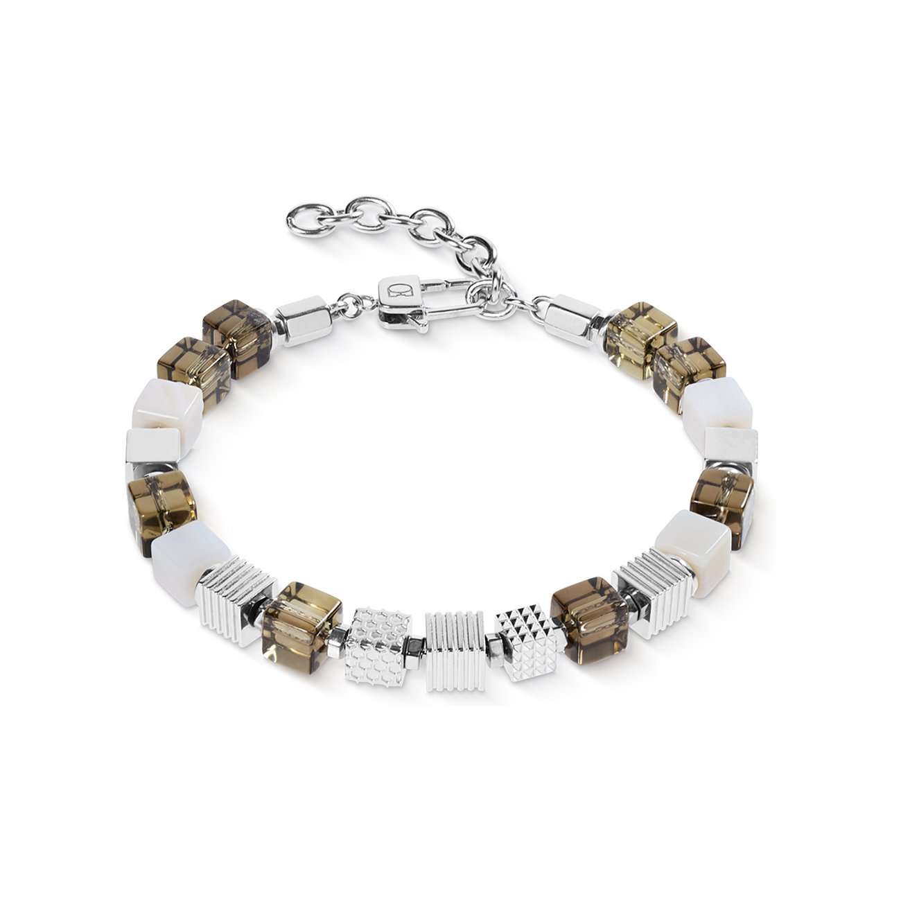 Coeur de Lion Onyx Lederarmband Braun Silber