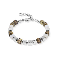 Coeur de Lion Onyx Lederarmband Braun Silber