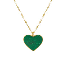 Collier 18 Karat - 750 Gelbgold mit grünen Perlmutt, Herz aus Perlmutt - 265375