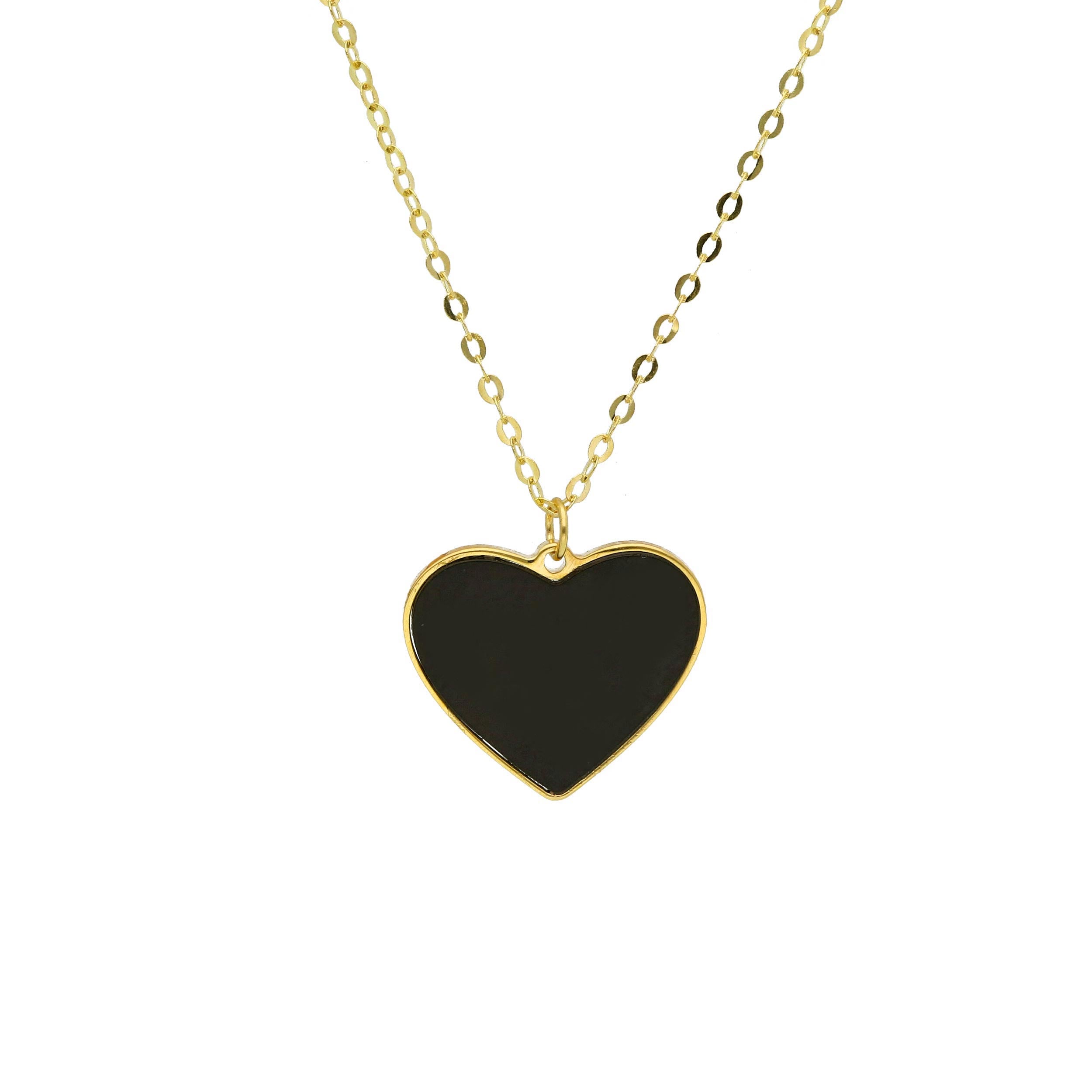 Collier 18 Karat - 750 Gelbgold mit Onyx, Herz aus Onyx - 265378