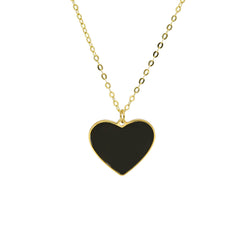 Collier 18 Karat - 750 Gelbgold mit Onyx, Herz aus Onyx - 265378