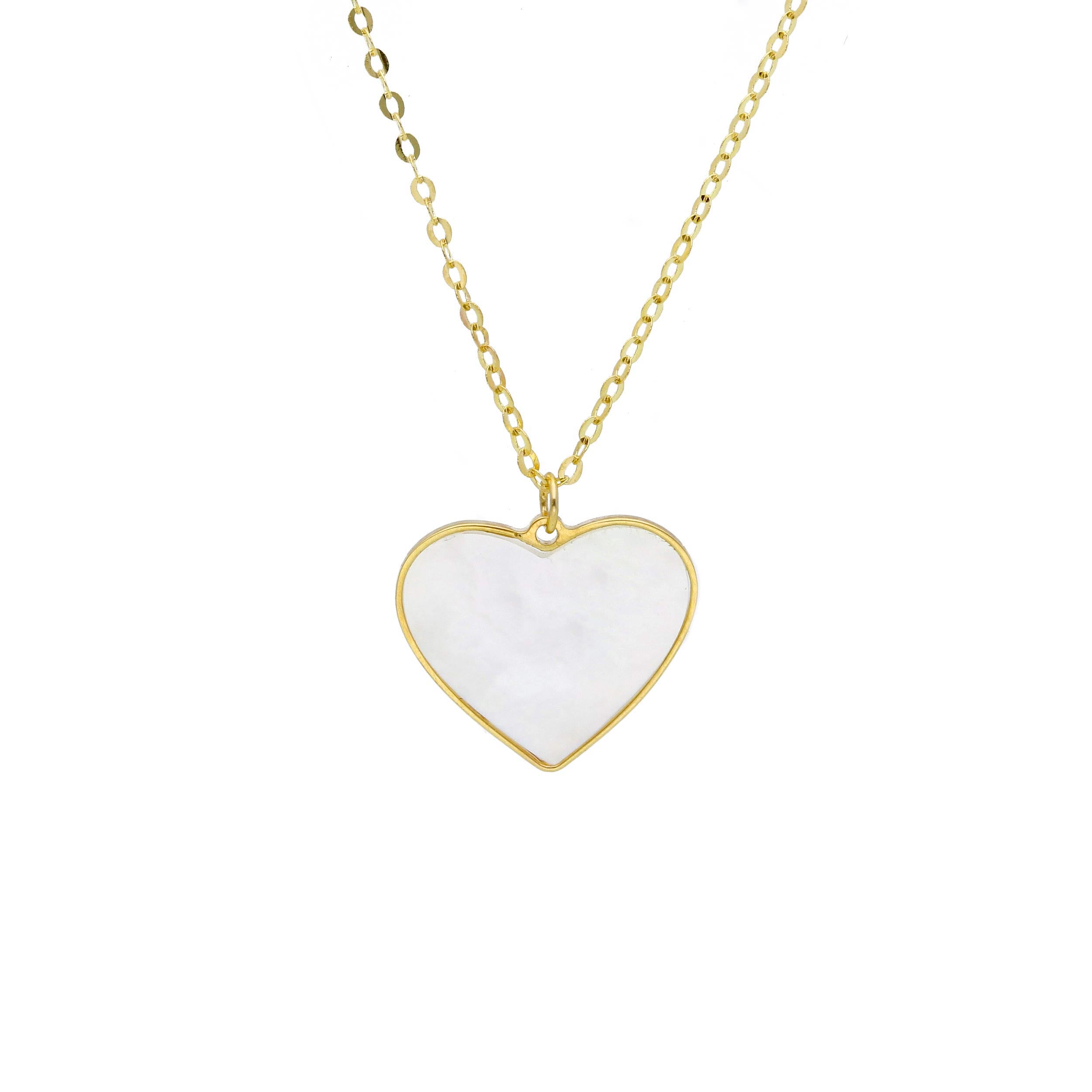 Collier 18 Karat - 750 Gelbgold mit Perlmutt, Herz aus Perlmutt - 265373