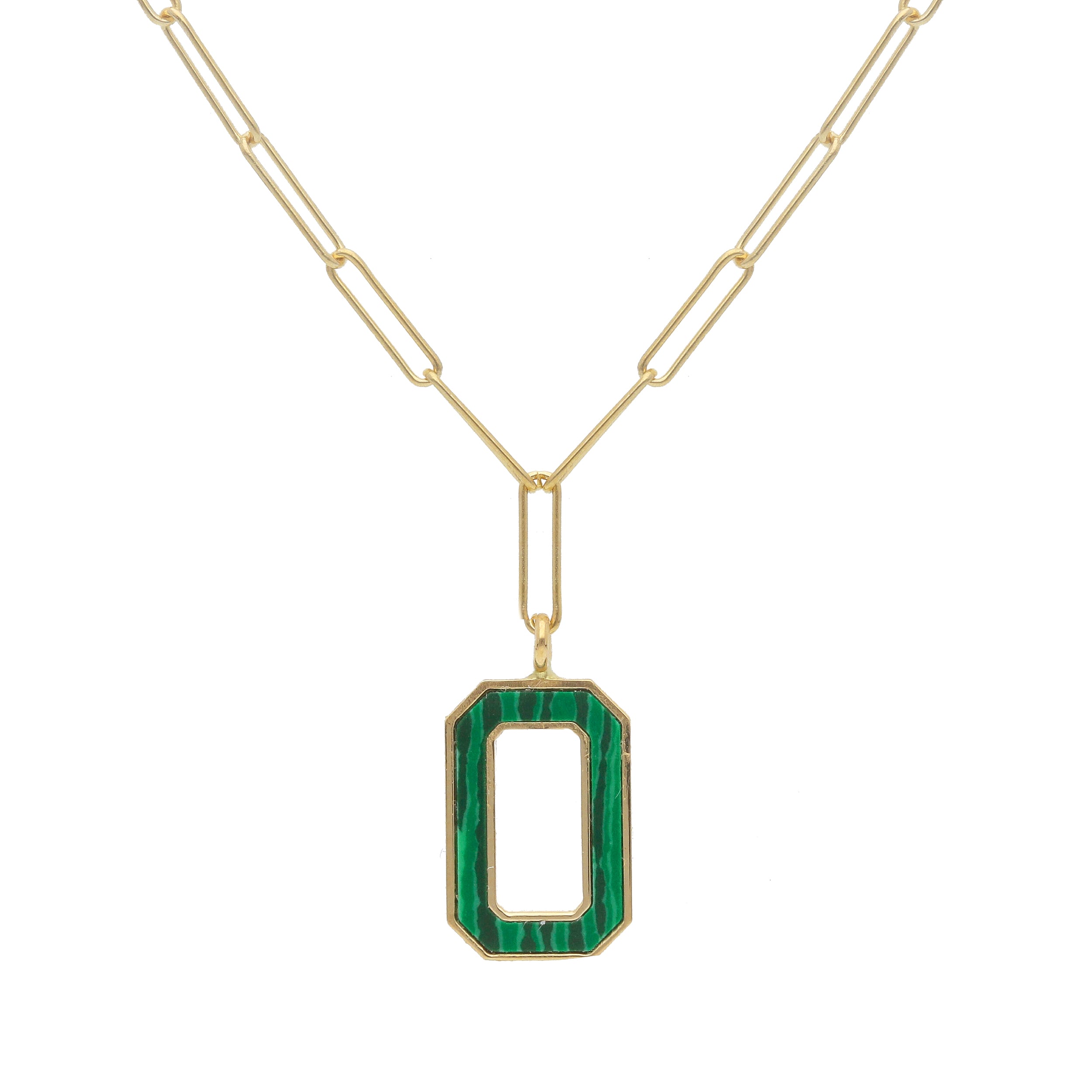 Collier in 18 Karat - 750 Gelbgold mit Malachit, Malachit Eleganz - 276817