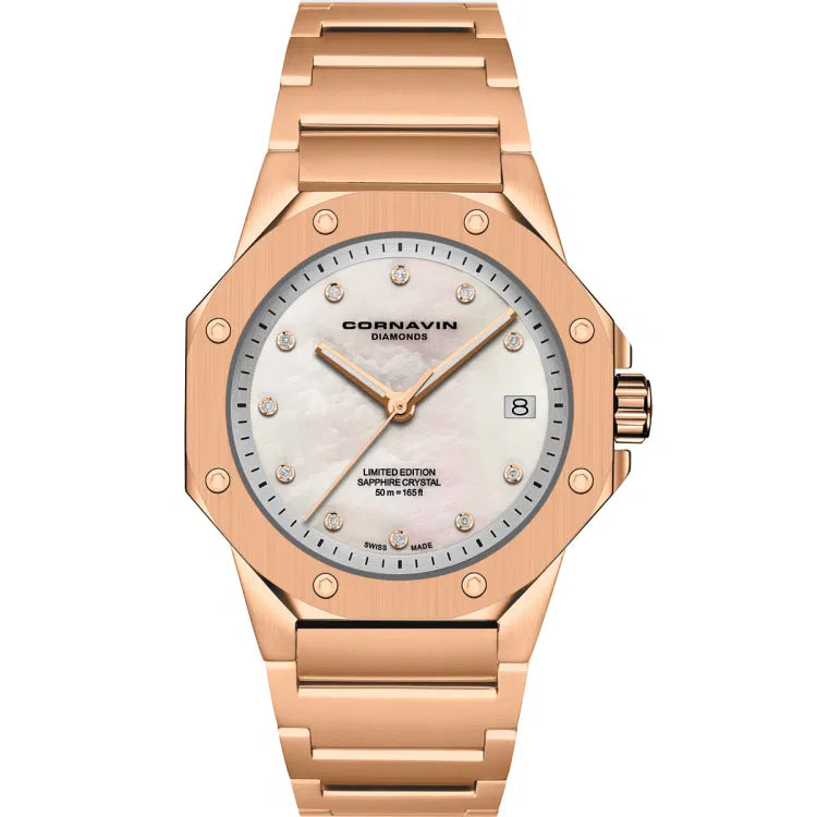 Cornavin Downtown Sky Black MOP Diamonds Limited Edition Damenuhr - CO.SKY.11D.B
