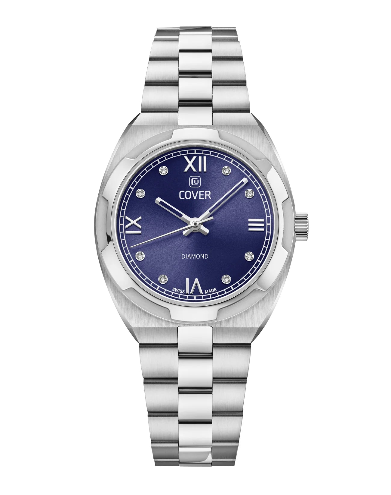 COVER Urban Muse Faceted Diamond Damen Uhr Blau Silber