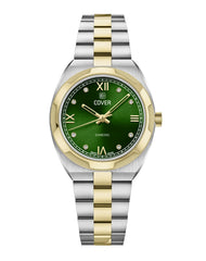 COVER Urban Muse Faceted Diamond Damen Uhr Grün Bicolor Gold