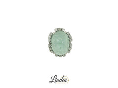 Goldring Damen mit 18 Diamanten & grünem Edelstein