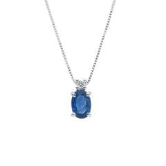 Damen Halskette 18 Karat aus Weissgold mit Diamant und Saphir - 121805