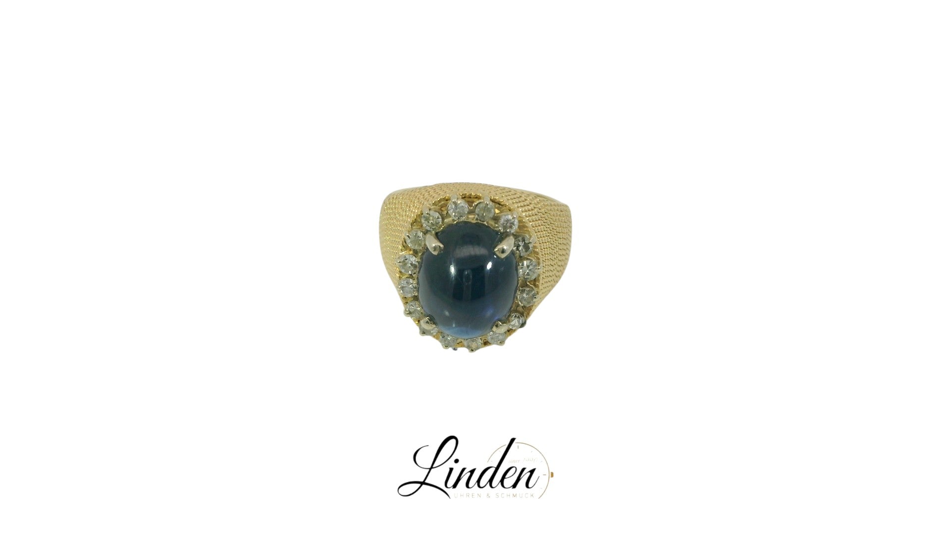 Damenring 750 Gelbgold Blaustein Diamant Gr. 55