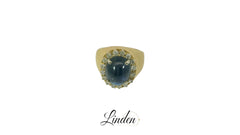 Damenring 750 Gelbgold Blaustein Diamant Gr. 55